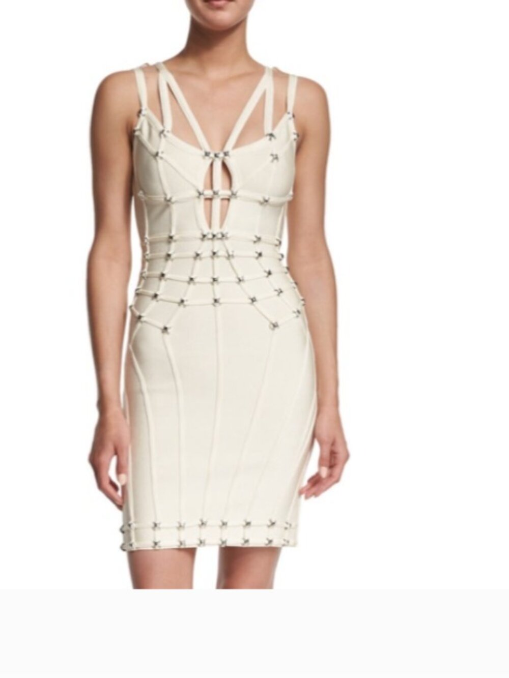 NWT - Herve Leger Giulia Bandage Dress w/ Studs - Size Small